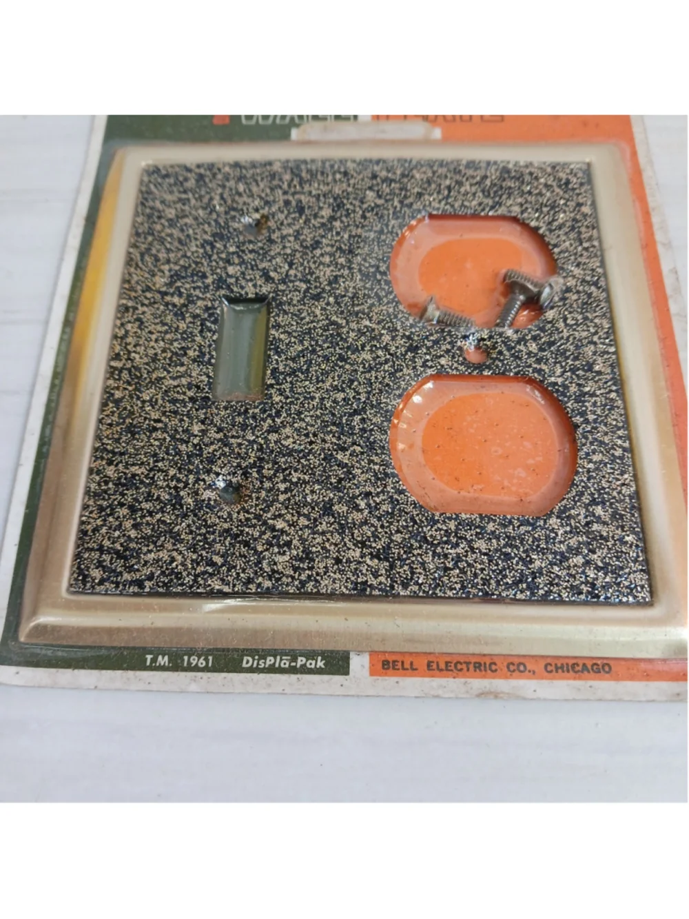 1961 MCM VTG Bell Electric Gold Stardust Decorator Wall Plate Deluxe NOS